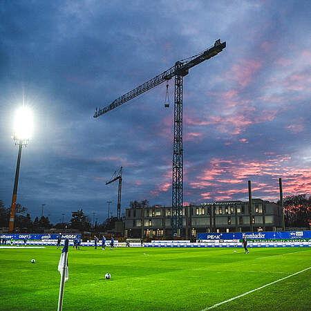Stadion am Böllenfalltor während der Umbauphase