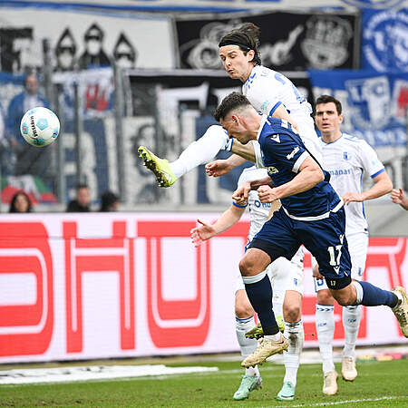 Spielszene aus der letzten Begegnung mit dem 1. FC Magdeburg