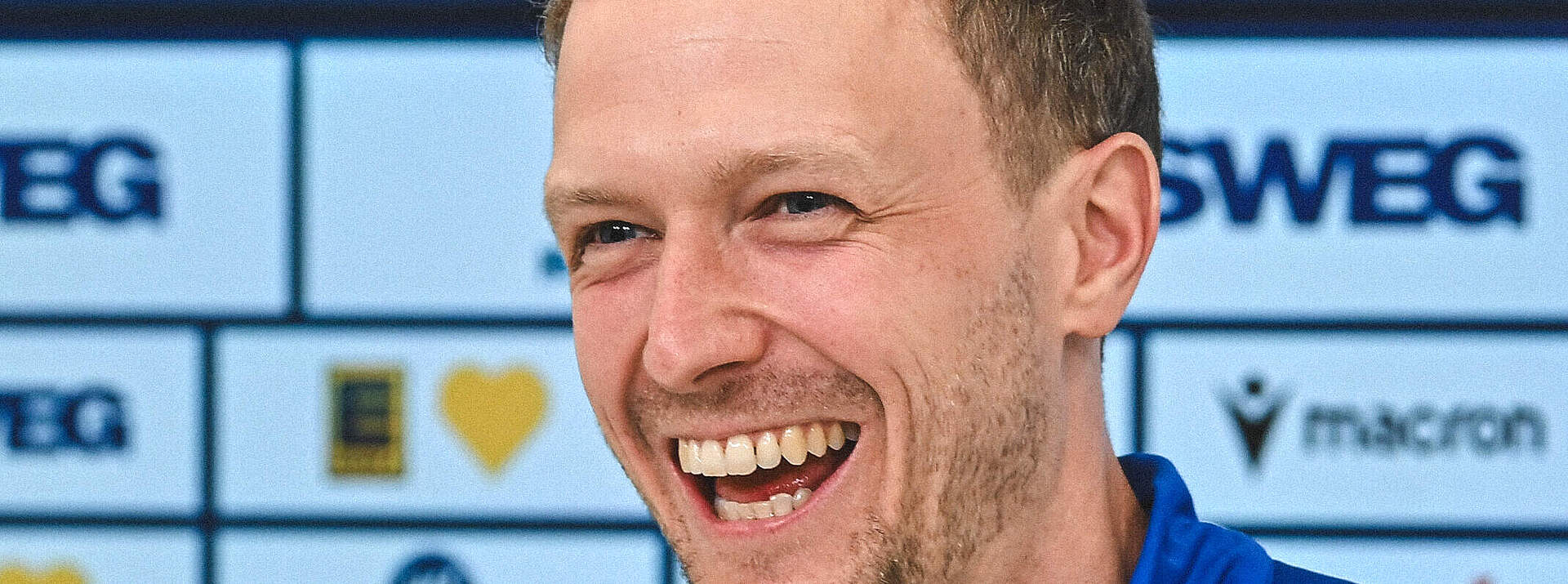 Max Senft bei der Pressekonferenz vor dem Heimspiel gegen Bielefeld