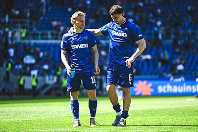 Andreas Müller und Nicolai Rapp nach Spielende