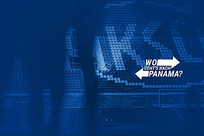 Schriftzug "Wo geht's nach PANAMA" auf einem Bild des BBBank Wildpark.