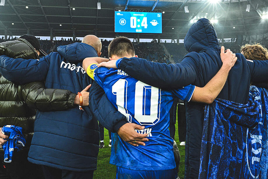 Mannschaftskreis nach dem Spiel