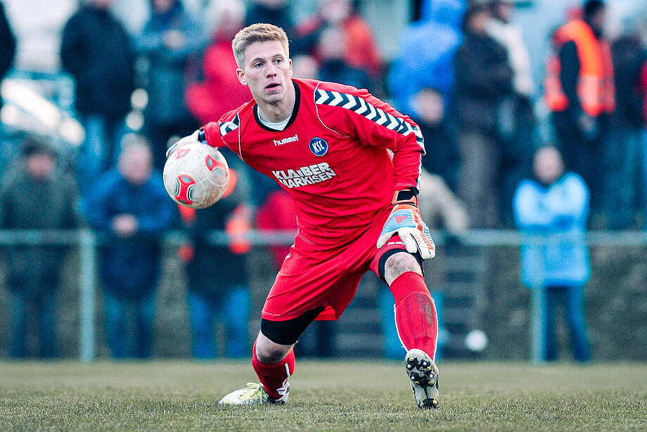 Rückkehrer Mathias Moritz mit Ball in der Hand. Er wird in der Doppelrolle fungieren.