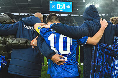 Mannschaftskreis nach dem Spiel