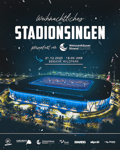 Grafik: Weihnachtliches Stadionsingen 2025 im BBBank Wildpark