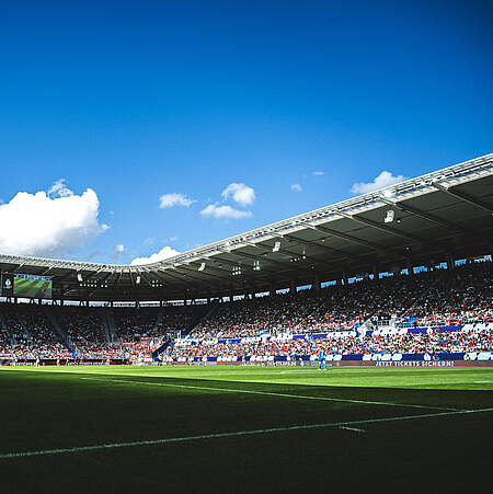 Die Osttribüne des BBBank Wildparks.