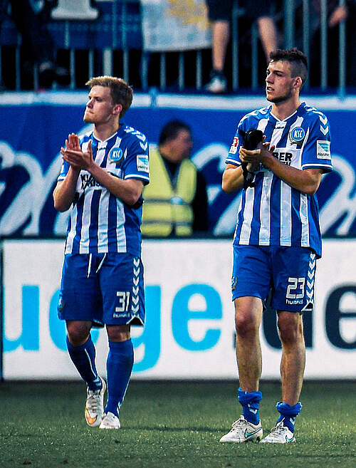 Max und Meffert im KSC-Trikot
