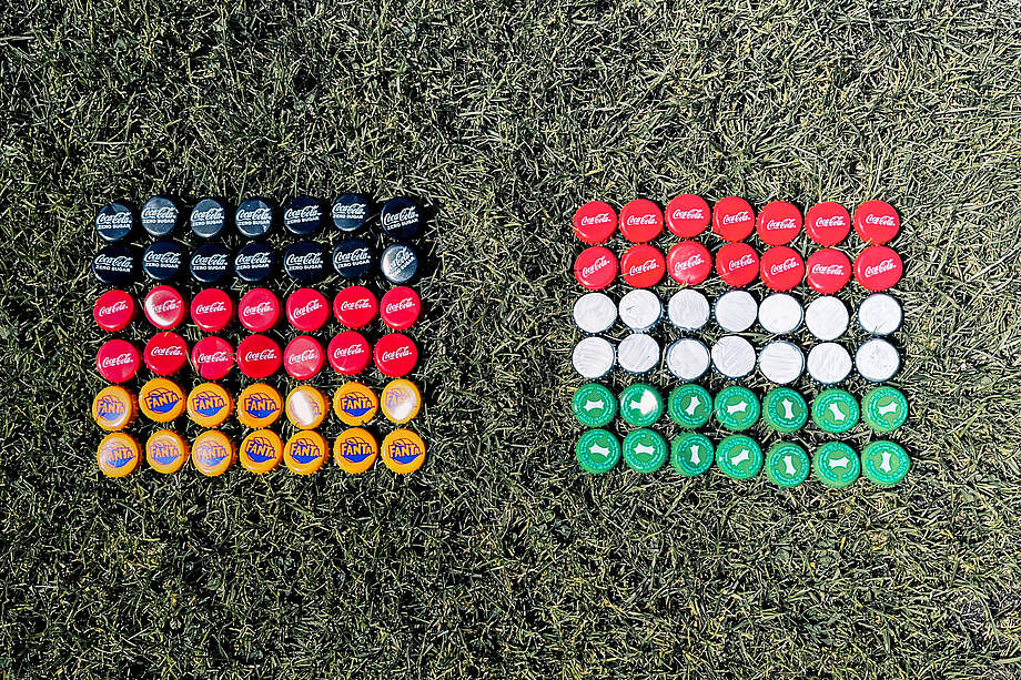 Schweiz- und Deutschland-Flagge aus Kronkorken