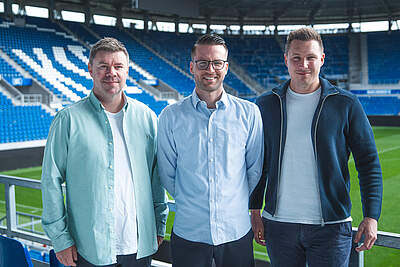 Teamleiter Scouting Tobias Winter, Direktor Profifußball und Abteilungsleiter Kaderplanung Andre Martek.